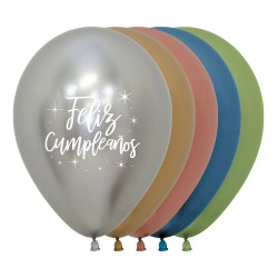 GLOBOS R-12 FELIZ CUMPLEANOS RADIANT REFLEX SURTIDO X 12 UNIDADES 174259